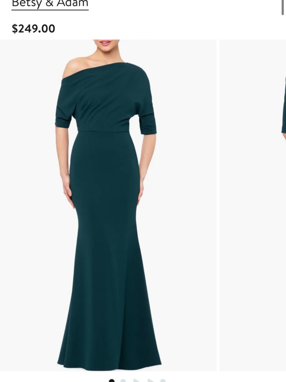 Betsy & Adam Dark Teal One-Shoulder Mermaid Gown